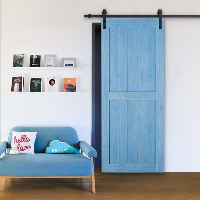 Metek 36in x 84in Panelled Wood Blue Finish Barn Door