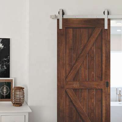 Country Vintage 36-in x 84-in Walnut Stained 1-Panel Wood Knotty Pine Barn Door