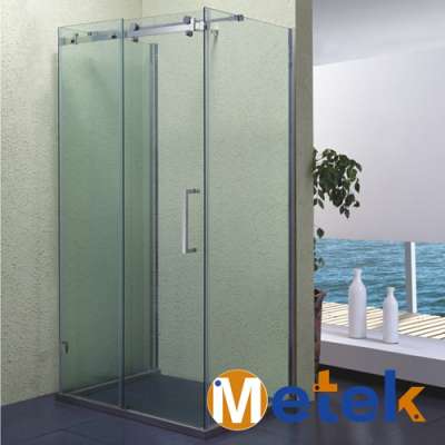 Double sliding glass shower doors with stainless steel hardwares