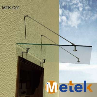 Tempered glass outdoor metal canopy